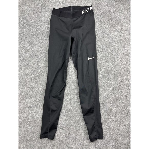 Nike Pro Dri-Fit Pants Womens Small Black Compression Leggings Athletic Running - Picture 1 of 8